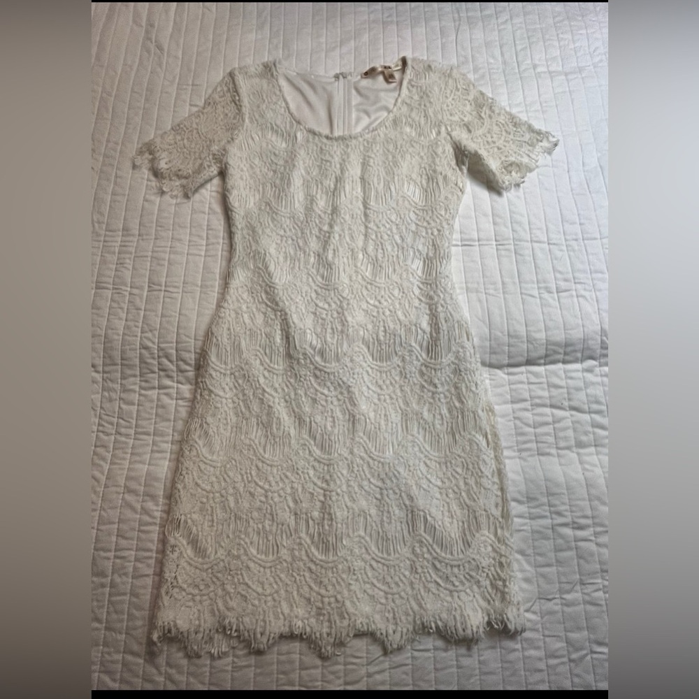 Chelsea & Violet Ivory White Lace Short Sleeve Mini Dress